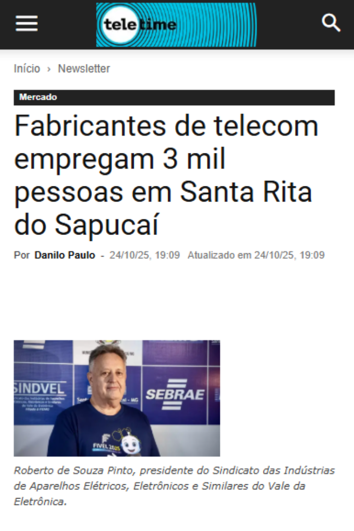 Fabricantes de telecom empregam 3 mil pessoas em Santa Rita do Sapucaí